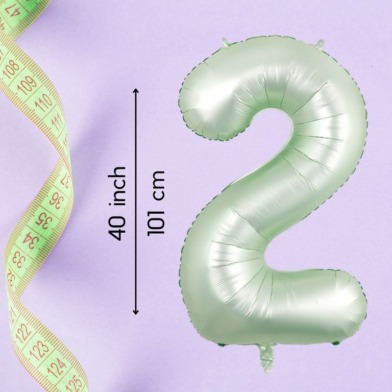 Fienosa Cijfer Ballonnen - Nummer 2 - Groen Pastel Kleur - 101 cm - XL Groot - Helium Ballon - Verjaardag Ballon - Verjaardag versiering - Leeftijd verjaardag - Verjaardagsballon - Verjaardag