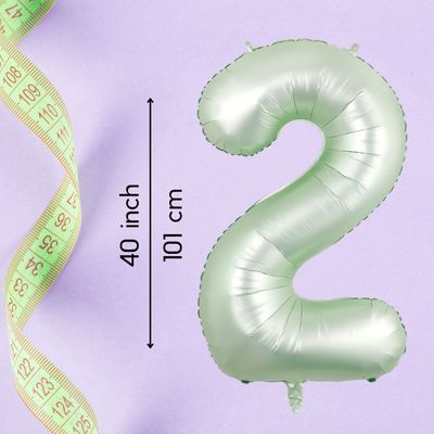 Fienosa Cijfer Ballonnen - Nummer 2 - Groen Pastel Kleur - 101 cm - XL Groot - Helium Ballon - Verjaardag Ballon - Verjaardag versiering - Leeftijd verjaardag - Verjaardagsballon - Verjaardag
