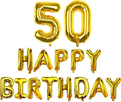 Fienosa Ballonnen 50 Jaar - Happy Birthday Slinger - Goud