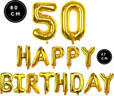 Fienosa Ballonnen 50 Jaar - Happy Birthday Slinger - Goud