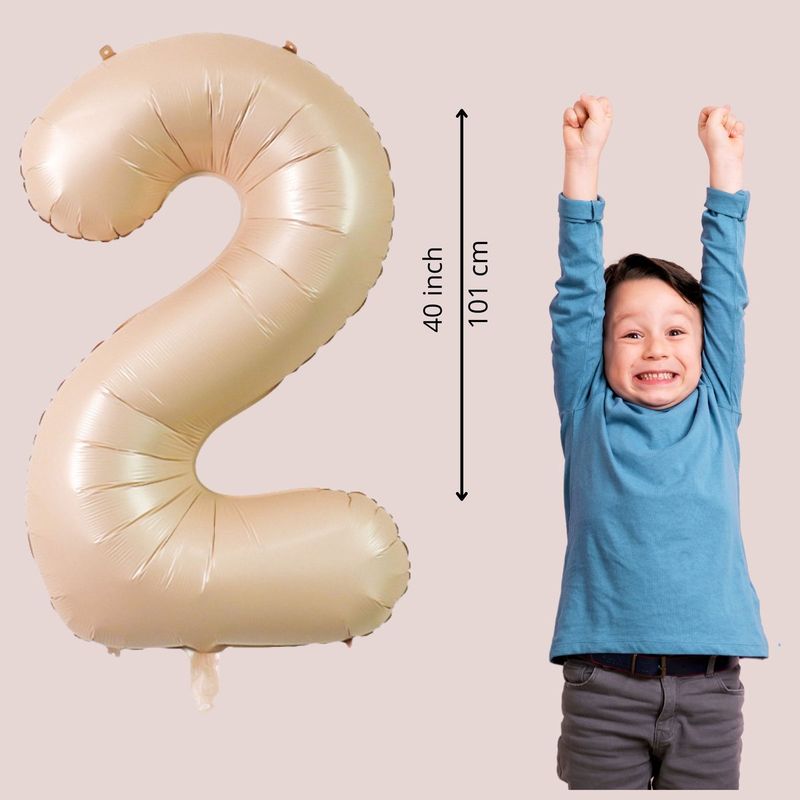 Fienosa Cijfer Ballonnen - Nummer 2 Caramel Zand Kleur - 101 cm - XL Groot - Helium Ballon - Verjaardag Ballon - Verjaardag versiering - Leeftijd verjaardag - Verjaardagsballon - Verjaardag
