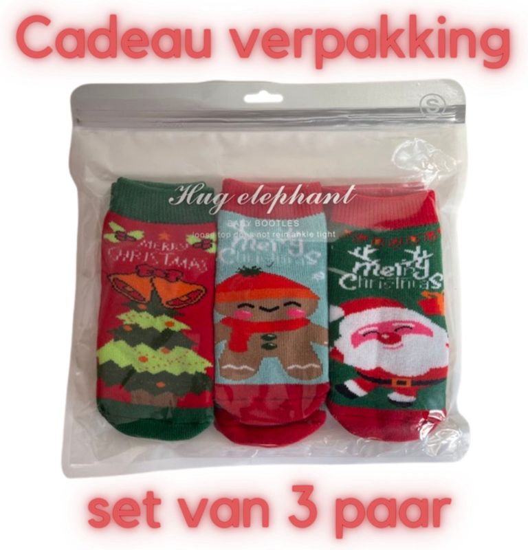 Fienosa Baby Sokjes Kerst Motief - 3 Paar - Rood - Blauw - Groen - Kerstcadeau