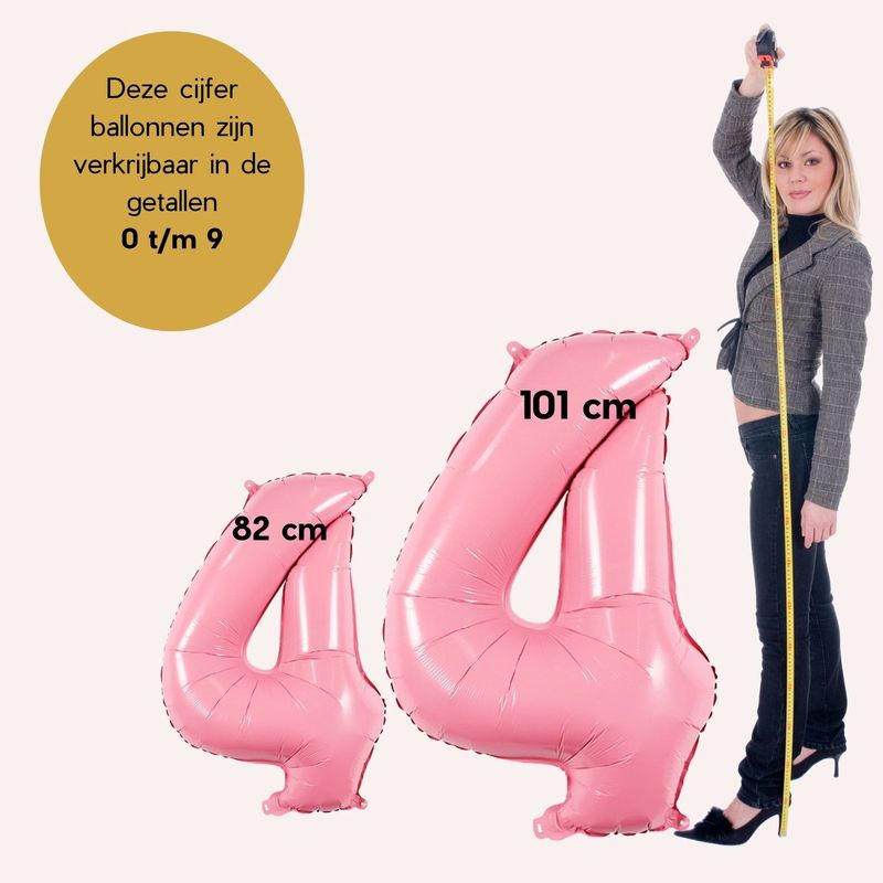 Fienosa - Cijfer Ballonnen - Nummer 4 - Roze - 82 cm - Helium Ballon - Verjaardag Versiering - Verjaardag Ballon - Leeftijd verjaardag - Verjaardagsballon - Verjaardag