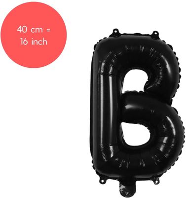 Fienosa Letter Ballonnen - Letter B - Zwart - Kleur Zwart - 40 cm - Helium Ballon - Verjaardag Ballon - Verjaardag versiering