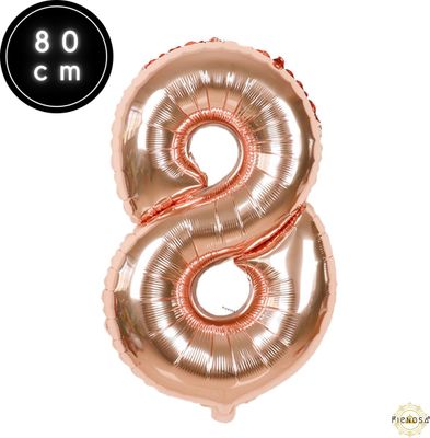 Fienosa Cijfer Ballonnen nummer 8 - Rose Kleur - 82 cm - Helium Ballon - Leeftijd verjaardag - Verjaardagsballon - Verjaardag