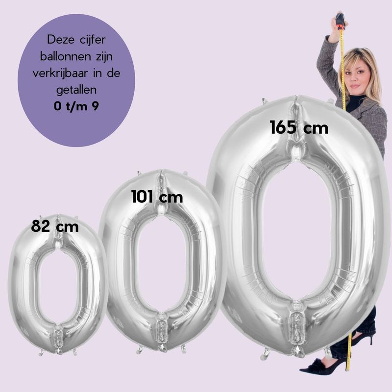 Fienosa Cijfer Ballonnen - Nummer 1 - Zilver Kleur - 101 cm - XL Groot - Helium Ballon - Verjaardag Ballon - Verjaardag versiering - Leeftijd verjaardag - Verjaardagsballon - Verjaardag