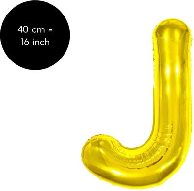 Fienosa Letter Ballonnen - Letter J - Goud - Kleur Goud - 40 cm - Helium Ballon - Verjaardag Ballon - Verjaardag versiering