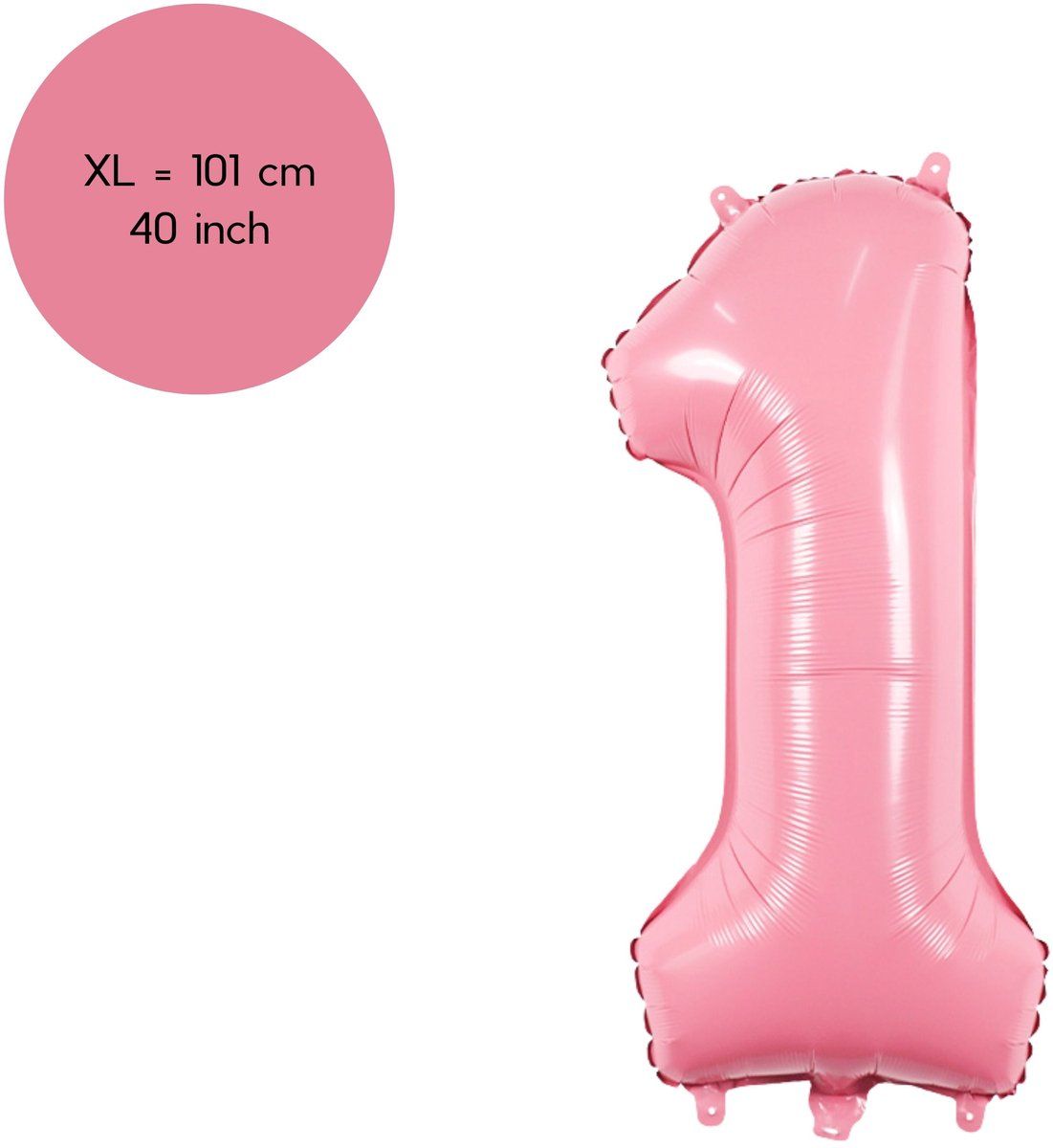 Cijfer Ballonnen Roze 1 - Nummer 1 - Roze - 101 cm - Helium Ballon - Verjaardag Versiering - Verjaardag Ballon - Leeftijd