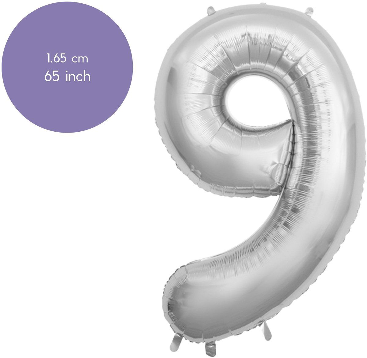 Fienosa Cijfer Ballonnen nummer 9 - Zilver - 165 cm - Helium Ballon - Verjaardag ballon - Verjaardag versiering - Leeftijd verjaardag - Verjaardagsballon - Verjaardag
