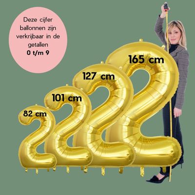 Fienosa Cijfer Ballonnen - Nummer 2 - Goud Kleur - 101 cm - Cijferballon - XL Groot - Helium Ballon - Verjaardag Ballon - Verjaardag Versiering - Feest - Feestversiering - Leeftijd verjaardag -