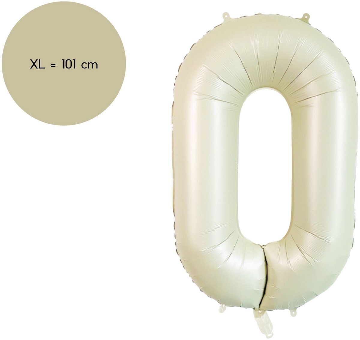 Fienosa Cijfer Ballonnen - Nummer 0 - Beige Ivory Kleur - 101 cm - Ivoor Wit - XL Groot - Helium Ballon - Verjaardag Ballon - Verjaardag versiering - Cijferballon - Leeftijd verjaardag -