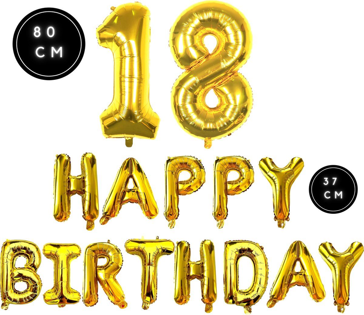 Verjaardag Versiering - 18e Verjaardag - Happy Birthday - Goud - Happy Birthday Slinger - Ballonnen Verjaardag - Verjaardag Decoratie - Fienosa Verjaardag Versiering - 18e Verjaardag - Happy Birthday - Goud - Happy Birthday Slinger - Ballonnen Verjaardag - Verjaardag Decoratie - Fienosa