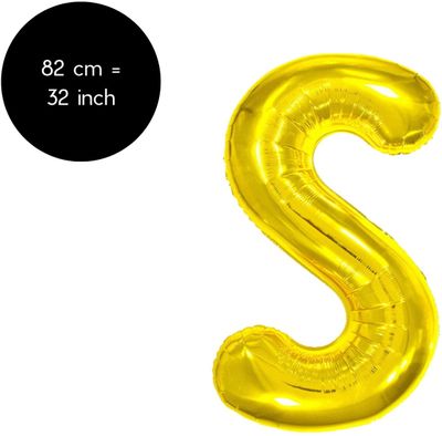 Fienosa Letter Ballonnen - Letter S - Goud - Kleur Goud - 82 cm - Helium Ballon - Verjaardag Ballon - Verjaardag versiering