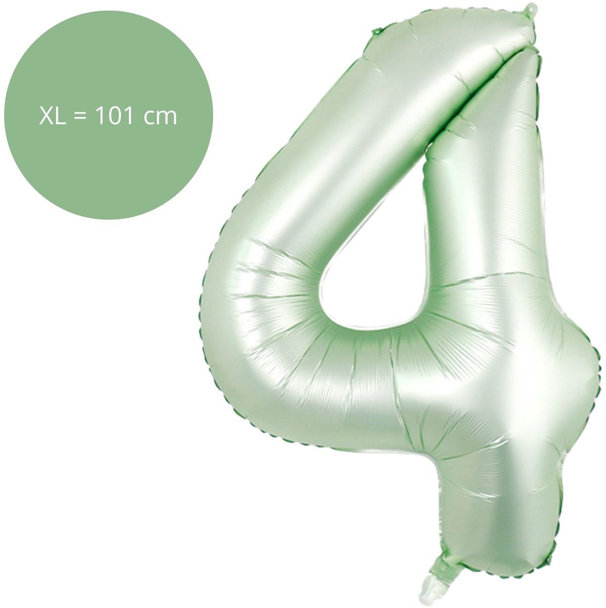 Fienosa Cijfer Ballonnen - Nummer 4 - Groen Pastel Kleur - 101 cm - XL Groot - Helium Ballon - Verjaardag Ballon - Verjaardag versiering - Leeftijd verjaardag - Verjaardagsballon - Verjaardag