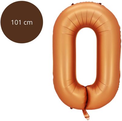 Fienosa Cijfer Ballonnen - Nummer 0 - Oranje - Kleur - 101 cm - XL Groot - Helium Ballon - Verjaardag Ballon - Verjaardag versiering - Leeftijd verjaardag - Verjaardagsballon - Verjaardag