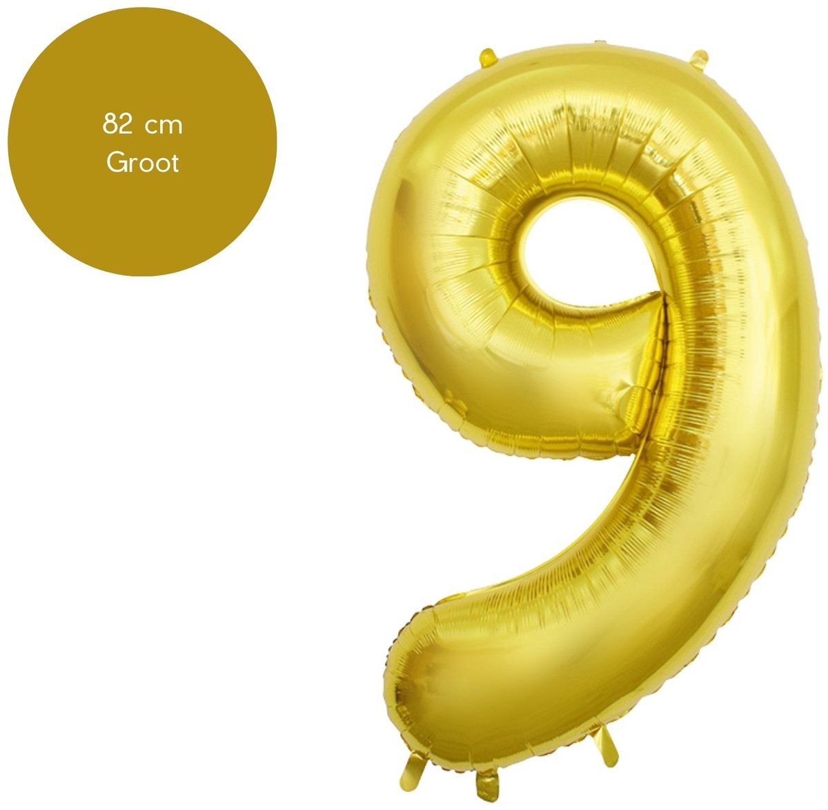 Fienosa Cijfer Ballonnen nummer 9 - Goud Kleur - 82 cm - Helium Ballon - Leeftijd verjaardag - Verjaardagsballon - Verjaardag