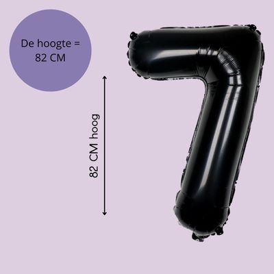 Fienosa Cijfer Ballonnen nummer 7 - Zwart - 82 cm - Helium Ballon - Verjaardag ballon - Verjaardag versiering - Leeftijd verjaardag - Verjaardagsballon - Verjaardag