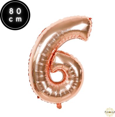 Fienosa Cijfer Ballonnen nummer 6 - Rose Kleur - 82 cm - Helium Ballon - Leeftijd verjaardag - Verjaardagsballon - Verjaardag