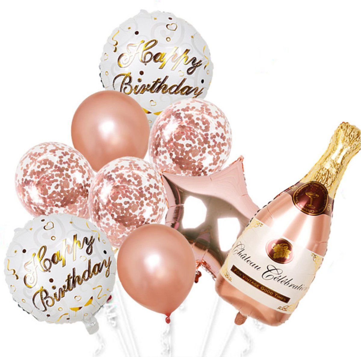 Feestelijke Verjaardag ballonnen Set - 9 kleurrijke items - Feest Versiering - Champagnefles Ballon - Roze Witte Versiering - Happy Birthday Ballonnen - Feest Decoratie - 18 Jaar - Verjaardag Feestelijke Verjaardag ballonnen Set - 9 kleurrijke items - Feest Versiering - Champagnefles Ballon - Roze Witte Versiering - Happy Birthday Ballonnen - Feest Decoratie - 18 Jaar - Verjaardag