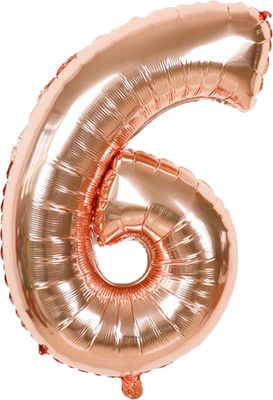 Fienosa Cijfer Ballonnen nummer 6 - Rose Kleur - 82 cm - Helium Ballon - Leeftijd verjaardag - Verjaardagsballon - Verjaardag