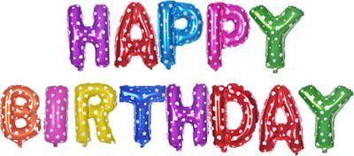 Happy Birthday met hartjes - Confetti motief 37 cm Letters - Verjaardag versiering slinger - Kleurrijk - Carnaval - Ballonnen Verjaardag - Verjaardag Decoratie - Gefeliciteerd ballon - Carnaval Ballon