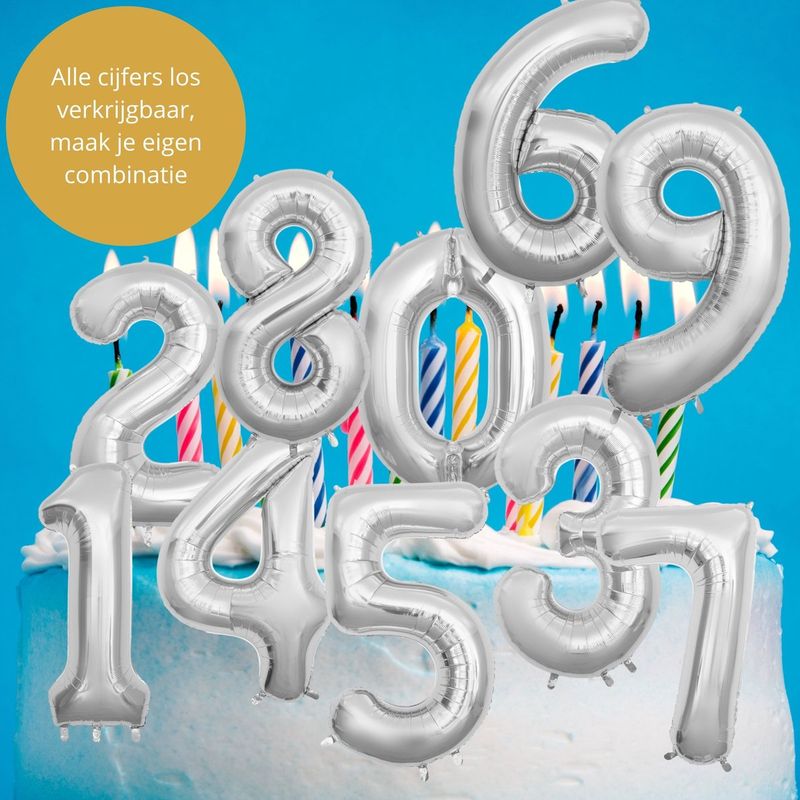 Fienosa Cijfer Ballonnen - Nummer 3 - Zilver Kleur - 101 cm - XL Groot - Helium Ballon - Verjaardag Ballon - Verjaardag versiering - Leeftijd verjaardag - Verjaardagsballon - Verjaardag