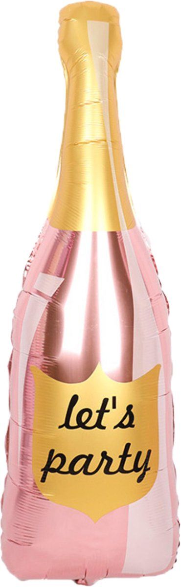 Fienosa Rose Wijnfles Ballon - 100 CM hoog - Verjaardag Versiering - Vrijgezellenfeest - Drankballon - Wijnfles ballon - Ballonnen Verjaardag - Helium Ballonnen - Rose Fles Thema - Drankfles