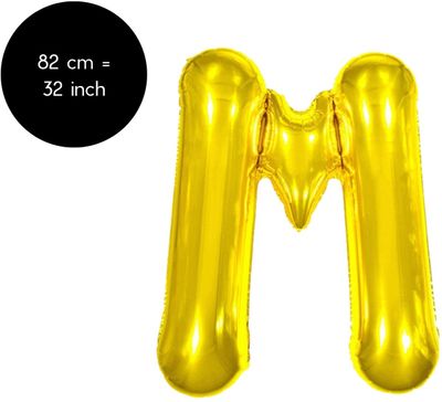 Fienosa Letter Ballonnen - Letter M - Goud - Kleur Goud - 82 cm - Helium Ballon - Verjaardag Ballon - Verjaardag versiering