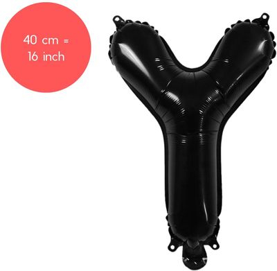 Fienosa Letter Ballonnen - Letter Y - Zwart - Kleur Zwart - 40 cm - Helium Ballon - Verjaardag Ballon - Verjaardag versiering