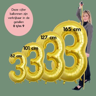 Fienosa Cijfer Ballonnen - Nummer 3 - Goud Kleur - 101 cm - Cijferballon - XL Groot - Helium Ballon - Verjaardag Ballon - Verjaardag Versiering - Feest - Feestversiering - Leeftijd verjaardag -