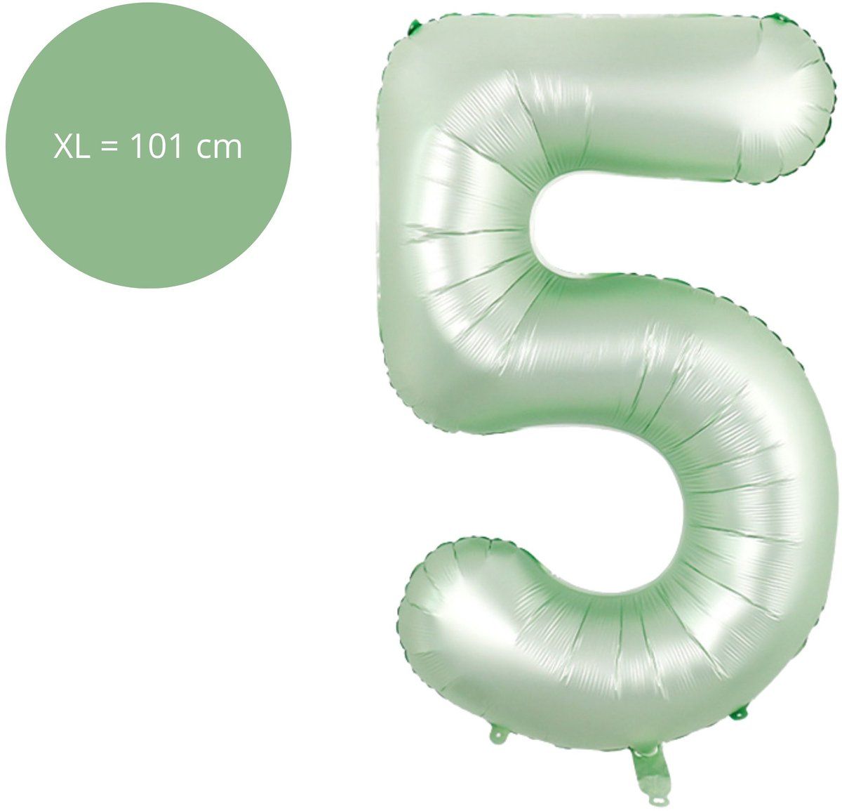 Fienosa Cijfer Ballonnen - Nummer 5 - Groen Pastel Kleur - 101 cm - XL Groot - Helium Ballon - Verjaardag Ballon - Verjaardag versiering - Leeftijd verjaardag - Verjaardagsballon - Verjaardag