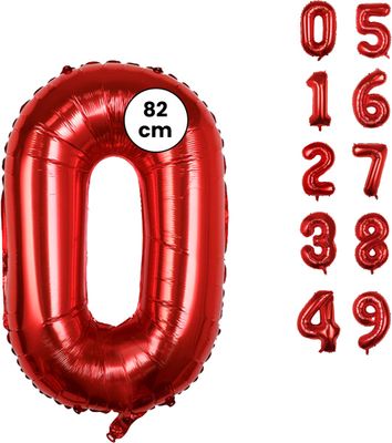 Cijfer Ballonnen - Nummer 0 - Rood - 82 cm - Helium Ballon - Fienosa - Leeftijd verjaardag - Verjaardagsballon - Verjaardag
