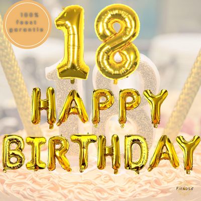 Verjaardag Versiering - 18e Verjaardag - Happy Birthday - Goud - Happy Birthday Slinger - Ballonnen Verjaardag - Verjaardag Decoratie - Fienosa
