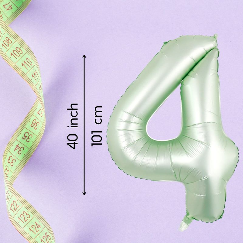 Fienosa Cijfer Ballonnen - Nummer 4 - Groen Pastel Kleur - 101 cm - XL Groot - Helium Ballon - Verjaardag Ballon - Verjaardag versiering - Leeftijd verjaardag - Verjaardagsballon - Verjaardag