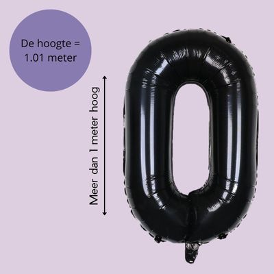 Fienosa - Cijfer Ballonnen - Nummer 0 - Zwart - 101 cm - Helium Ballon - Verjaardag Versiering - Verjaardag Ballon - Leeftijd verjaardag - Verjaardagsballon - Verjaardag