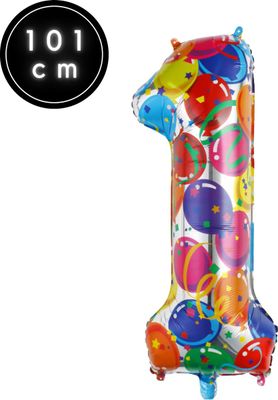 Fienosa Cijfer Ballonnen nummer 1 - Confetti patroon - 101 cm - XL Groot - Helium Ballon- Verjaardag Ballon - Carnaval Ballon - Leeftijd verjaardag - Verjaardagsballon - Verjaardag