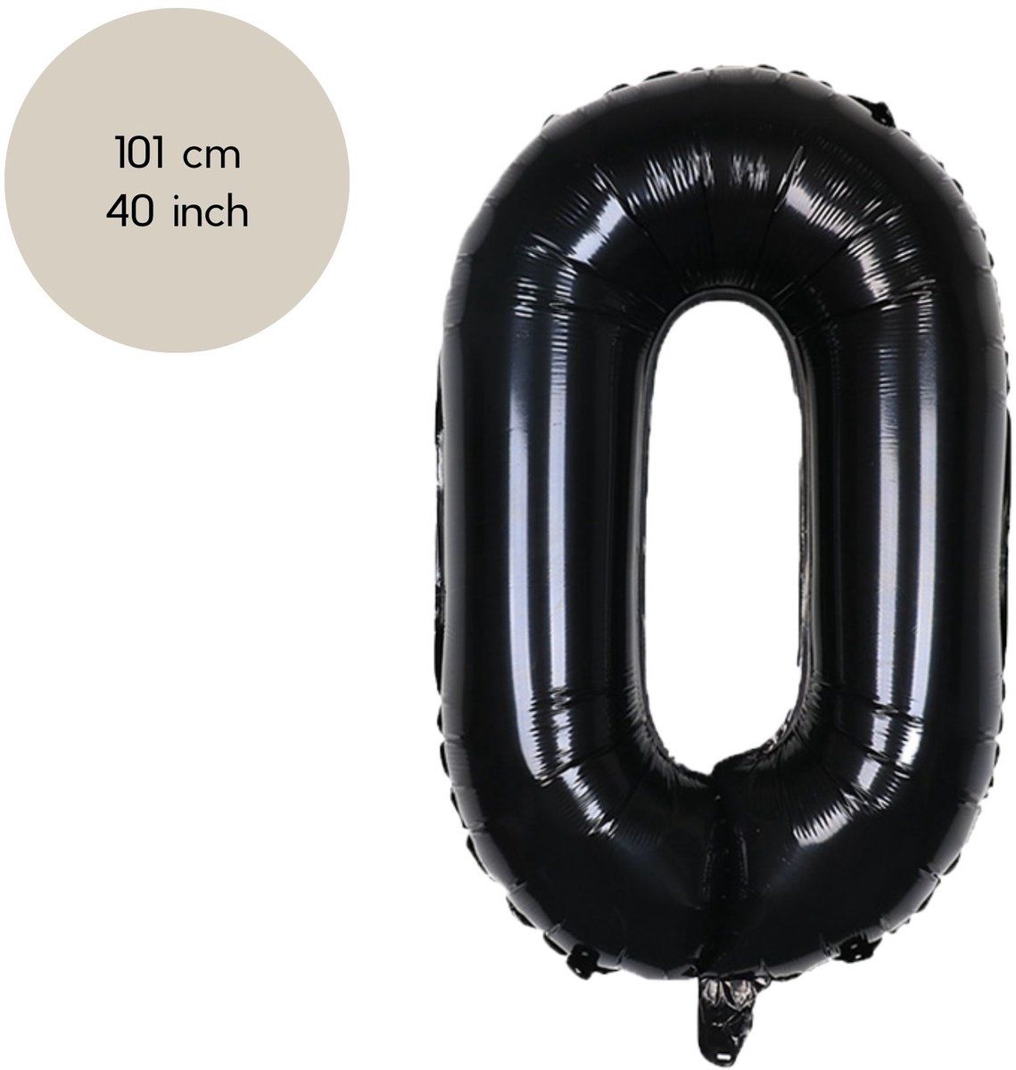 Fienosa - Cijfer Ballonnen - Nummer 0 - Zwart - 101 cm - Helium Ballon - Verjaardag Versiering - Verjaardag Ballon - Leeftijd verjaardag - Verjaardagsballon - Verjaardag