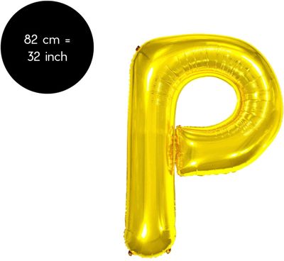Fienosa Letter Ballonnen - Letter P - Goud - Kleur Goud - 82 cm - Helium Ballon - Verjaardag Ballon - Verjaardag versiering