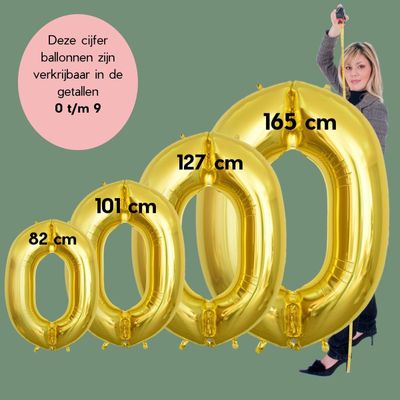 Fienosa Cijfer Ballonnen - Nummer 0 - Goud Kleur - 101 cm - Cijferballon - XL Groot - Helium Ballon - Verjaardag Ballon - Verjaardag Versiering - Feest - Feestversiering - Leeftijd verjaardag -