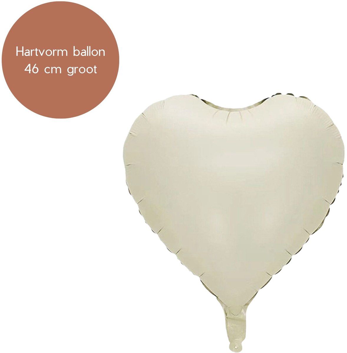 Fienosa Hartballon - Helium Ballon - Liefdes ballon - Hart ballon - Verjaardag Ballon - Verjaardag versiering - Hartvorm - ivory off White kleur - 46 cm groot - Valentijn - Hartjes en liefde