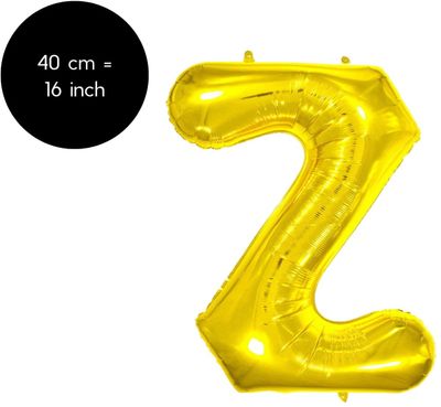 Fienosa Letter Ballonnen - Letter Z - Goud - Kleur Goud - 40 cm - Helium Ballon - Verjaardag Ballon - Verjaardag versiering