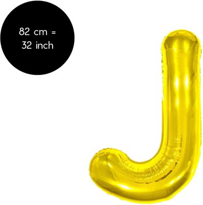 Fienosa Letter Ballonnen - Letter J - Goud - Kleur Goud - 82 cm - Helium Ballon - Verjaardag Ballon - Verjaardag versiering