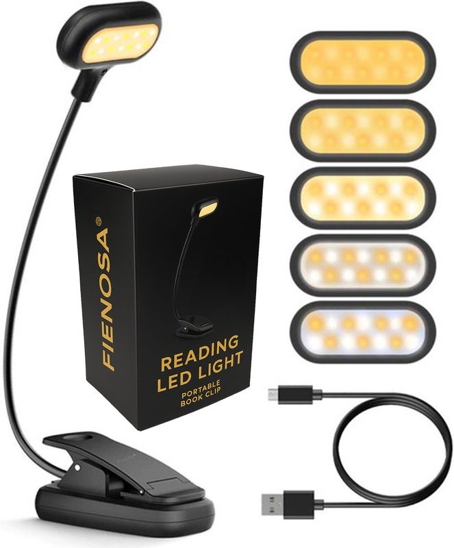 Fienosa LED Leeslampje met Klem – USB Oplaadbaar & Dimbaar fienosa led leeslampje met klem
