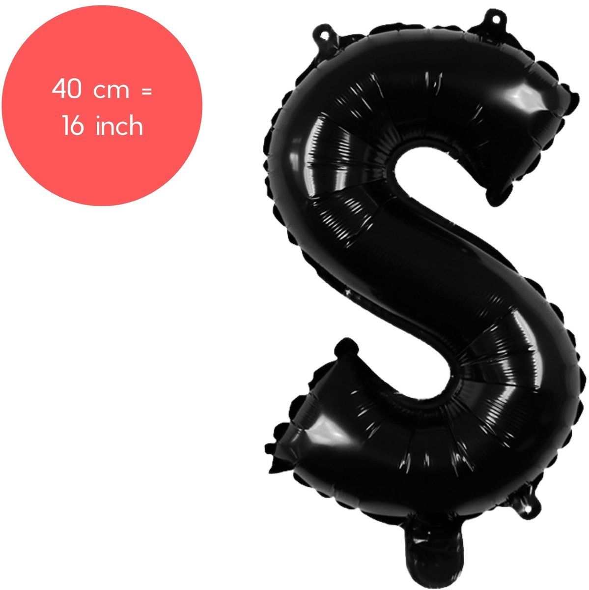 Fienosa Letter Ballonnen - Letter S - Zwart - Kleur Zwart - 40 cm - Helium Ballon - Verjaardag Ballon - Verjaardag versiering