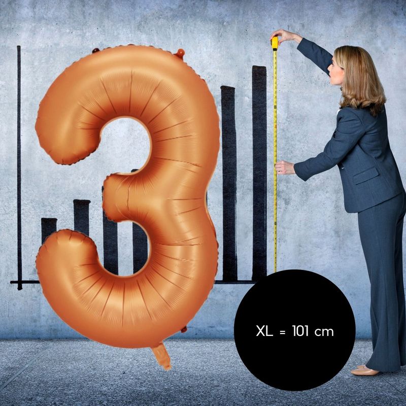 Fienosa Cijfer Ballonnen - Nummer 3 - Oranje - Kleur - 101 cm - XL Groot - Helium Ballon - Verjaardag Ballon - Verjaardag versiering - Leeftijd verjaardag - Verjaardagsballon - Verjaardag