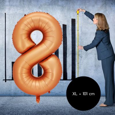 Fienosa Cijfer 8 Ballon - Nummer 8 - Oranje - Kleur - 101 cm - XL Groot - Helium Ballon - Verjaardag Ballon - Verjaardag versiering - Leeftijd verjaardag - Verjaardagsballon - Verjaardag