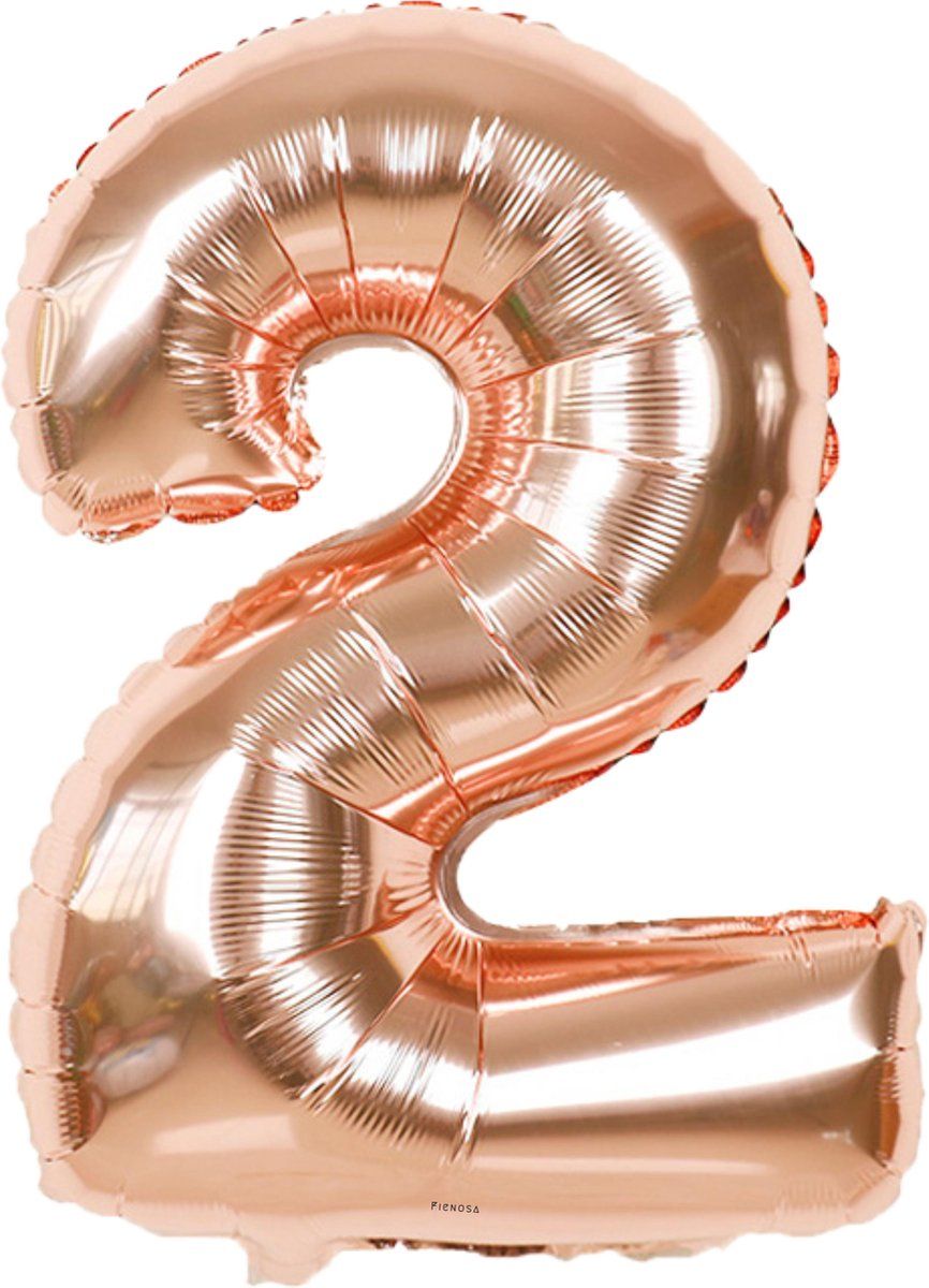 Fienosa Cijfer Ballonnen 2 - Rose Goud - 82 cm - 12 - 20 - 22 - 32 - 42 - 52 - 62 - 72 - 82 - 92