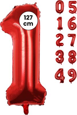 Fienosa Cijfer Ballonnen nummer 1 - Rood - 127 cm - XXL Groot - Helium Ballon - Verjaardag Ballon - Leeftijd verjaardag - Verjaardagsballon - Verjaardag