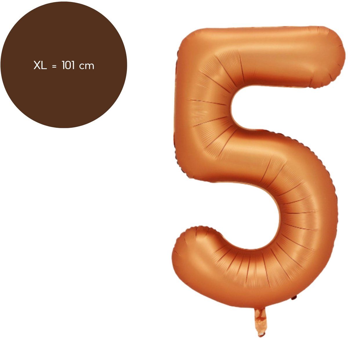 Fienosa Cijfer Ballonnen - Nummer 5 - Oranje - Kleur - 101 cm - XL Groot - Helium Ballon - Verjaardag Ballon - Verjaardag versiering - Leeftijd verjaardag - Verjaardagsballon - Verjaardag
