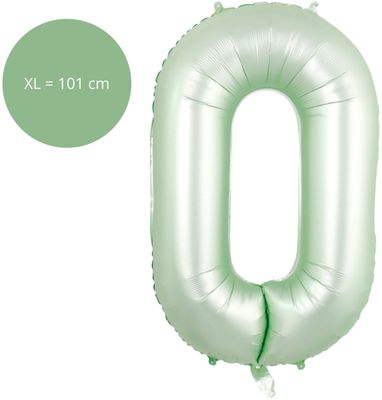 Fienosa Cijfer Ballonnen - Nummer 0 - Groen Pastel Kleur - 101 cm - XL Groot - Helium Ballon - Verjaardag Ballon - Verjaardag versiering - Leeftijd verjaardag - Verjaardagsballon - Verjaardag